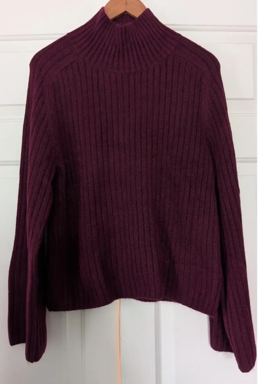 Gap Mockneck Ribbed Cozy Sweater in Beach Plum